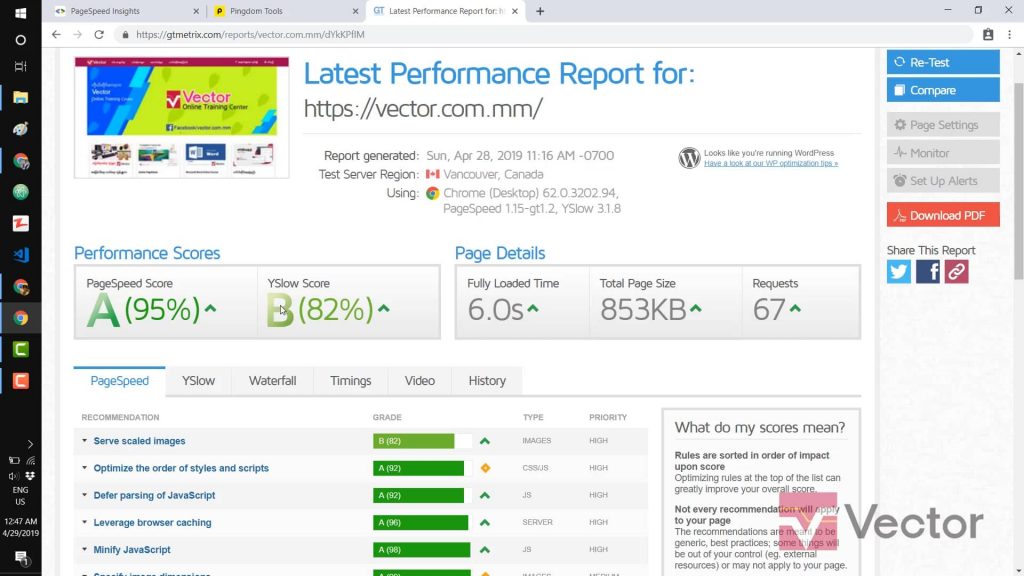 မိမိ Website ရဲ့ မြန်ဆန်မှုကို တိုင်းတာနိုင်မည့် Tools (3) ခု - VECTOR Online Learning Platform
